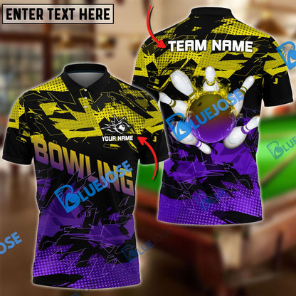 Frenzidea Bowling And Pins Halfway Round Of The World Customized Name 3D Shirt (4 Colors)