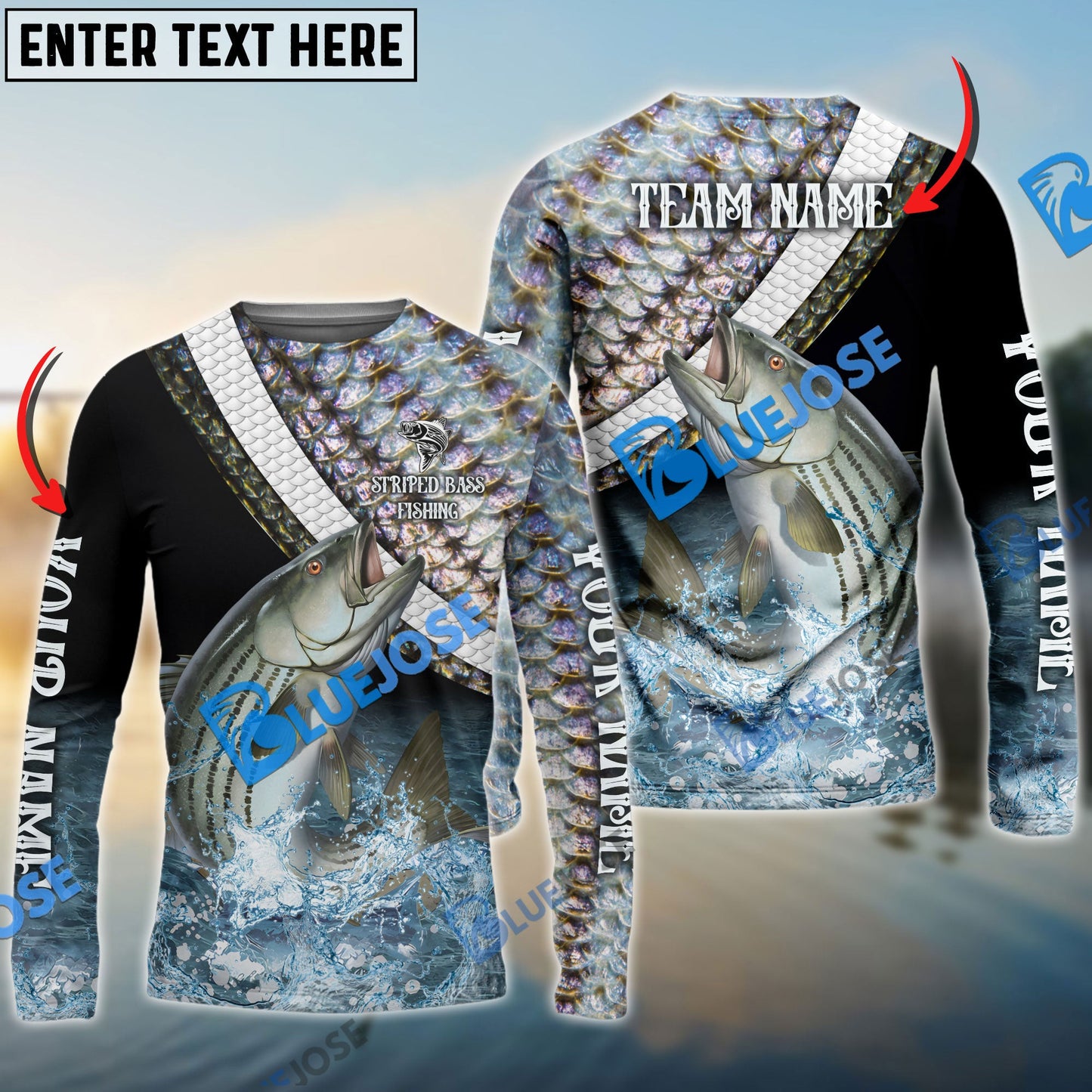 Frenzidea Striped Bass Fishing Skin Water Custom Name & Team Name 3D Shirts