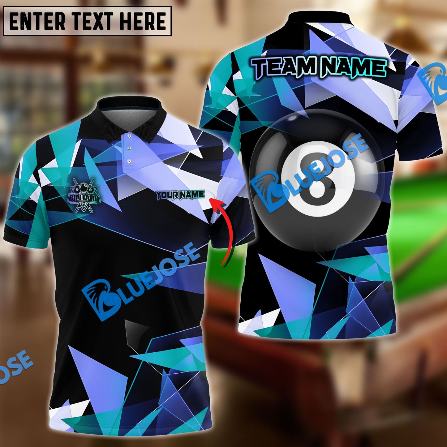 Frenzidea Billiards Ball 8 Colorful Glass Personalized Name, Team Name Unisex Shirt ( 4 Colors )