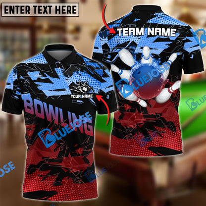 Frenzidea Bowling And Pins Halfway Round Of The World Customized Name 3D Shirt (4 Colors)
