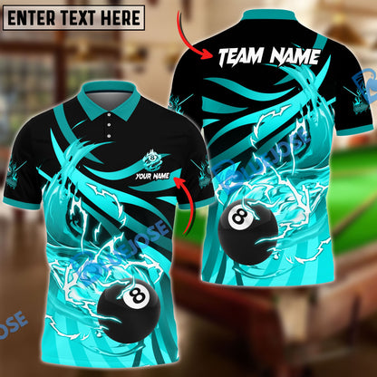 Frenzidea Billiards Ball 8 Thunder Flame Strike Personalized Name, Team Name Unisex Shirt ( 4 Colors )