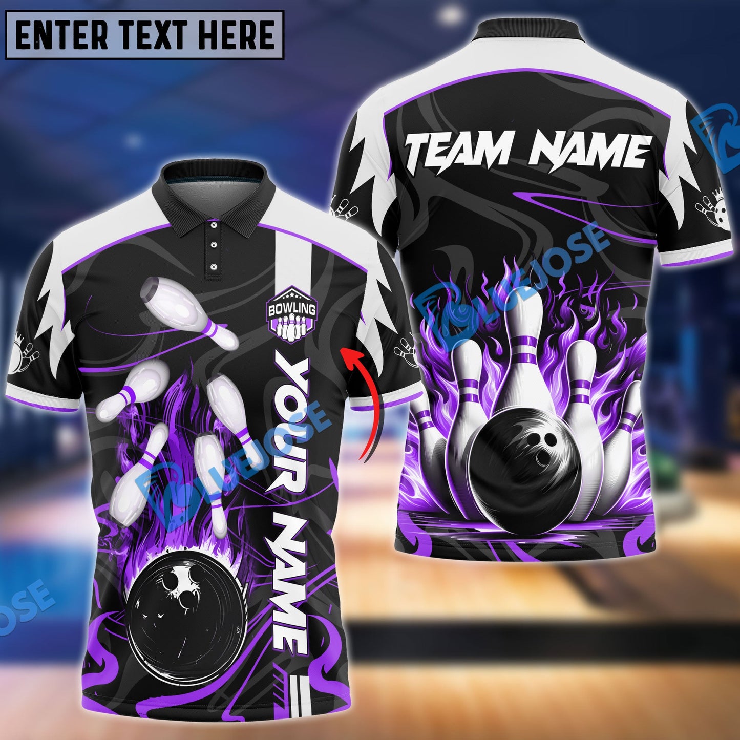Frenzideas Bowling And Pins Vengeful Flame Customized Name 3D Shirt ( 6 Colors)