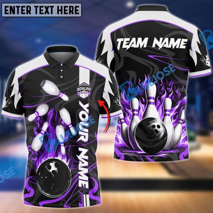 Frenzideas Bowling And Pins Vengeful Flame Customized Name 3D Shirt ( 6 Colors)
