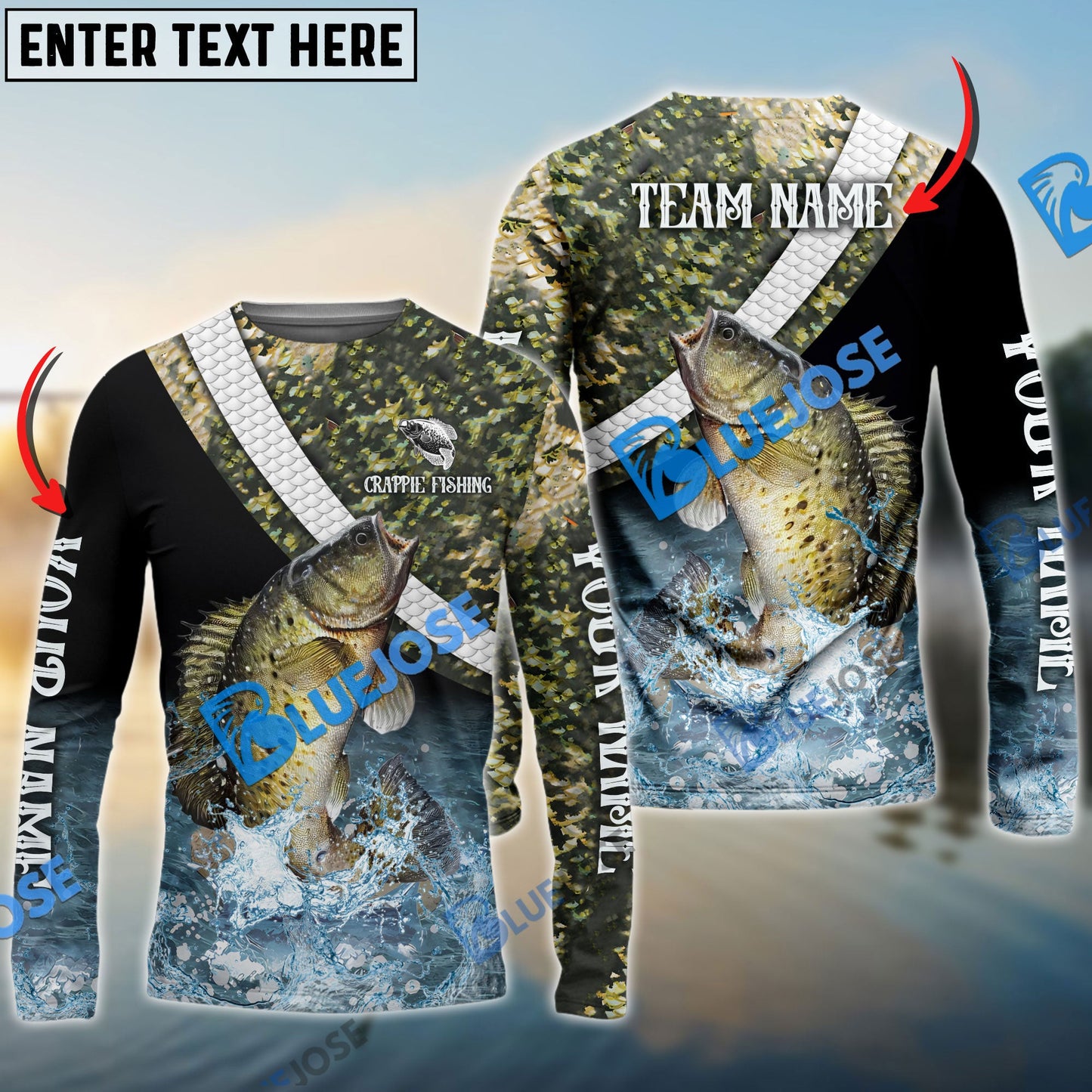 Frenzidea Crappie Fishing Skin Water Custom Name & Team Name 3D Shirts