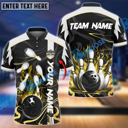 Frenzideas Bowling And Pins Vengeful Flame Customized Name 3D Shirt ( 6 Colors)