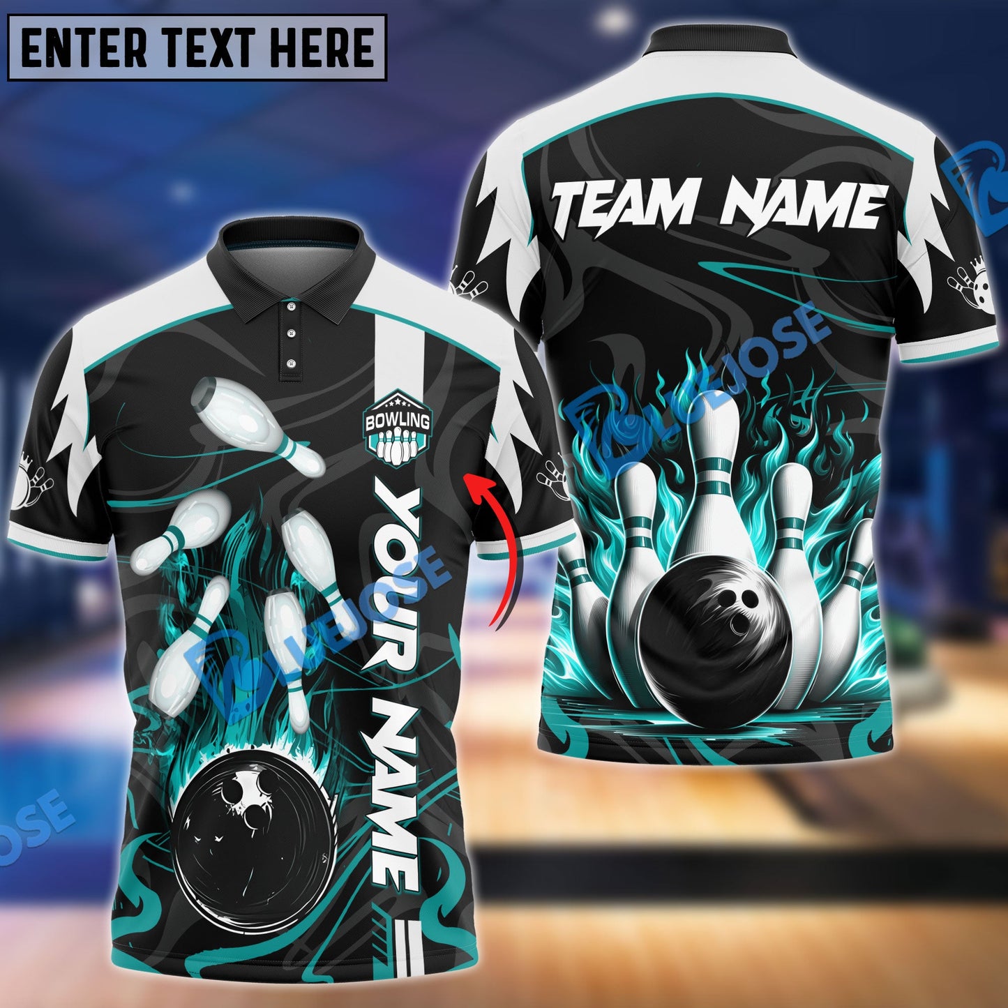 Frenzideas Bowling And Pins Vengeful Flame Customized Name 3D Shirt ( 6 Colors)
