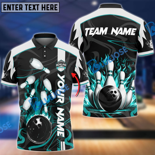 Frenzideas Bowling And Pins Vengeful Flame Customized Name 3D Shirt ( 6 Colors)
