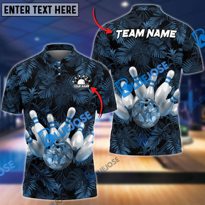 Frenzidea Bowling And Pins Tropical Pattern Customized Name 3D Shirt (4 Colors)
