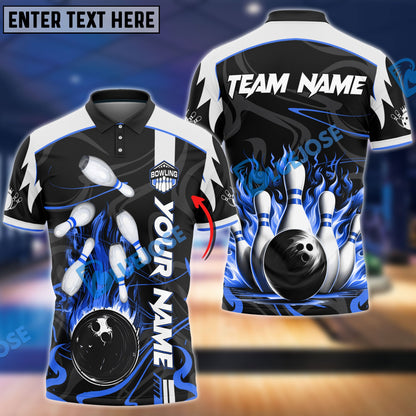 Frenzideas Bowling And Pins Vengeful Flame Customized Name 3D Shirt ( 6 Colors)