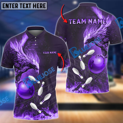 Frenzidea Bowling And Pins Fire Phoenix Customized Name 3D Shirt (4 Colors)