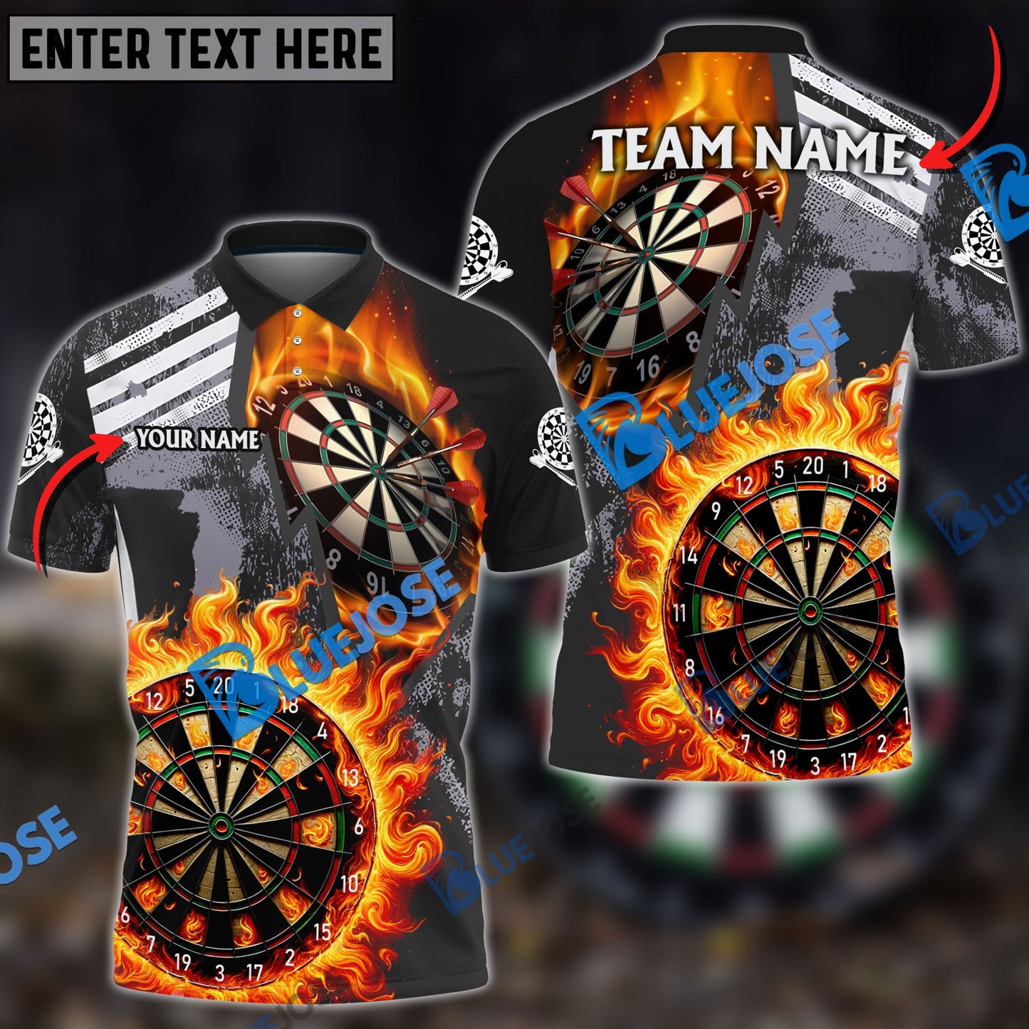 Frenzidea Darts Wall Of Flame War Personalized Name, Team Name 3D Shirt ( 5 Colors)
