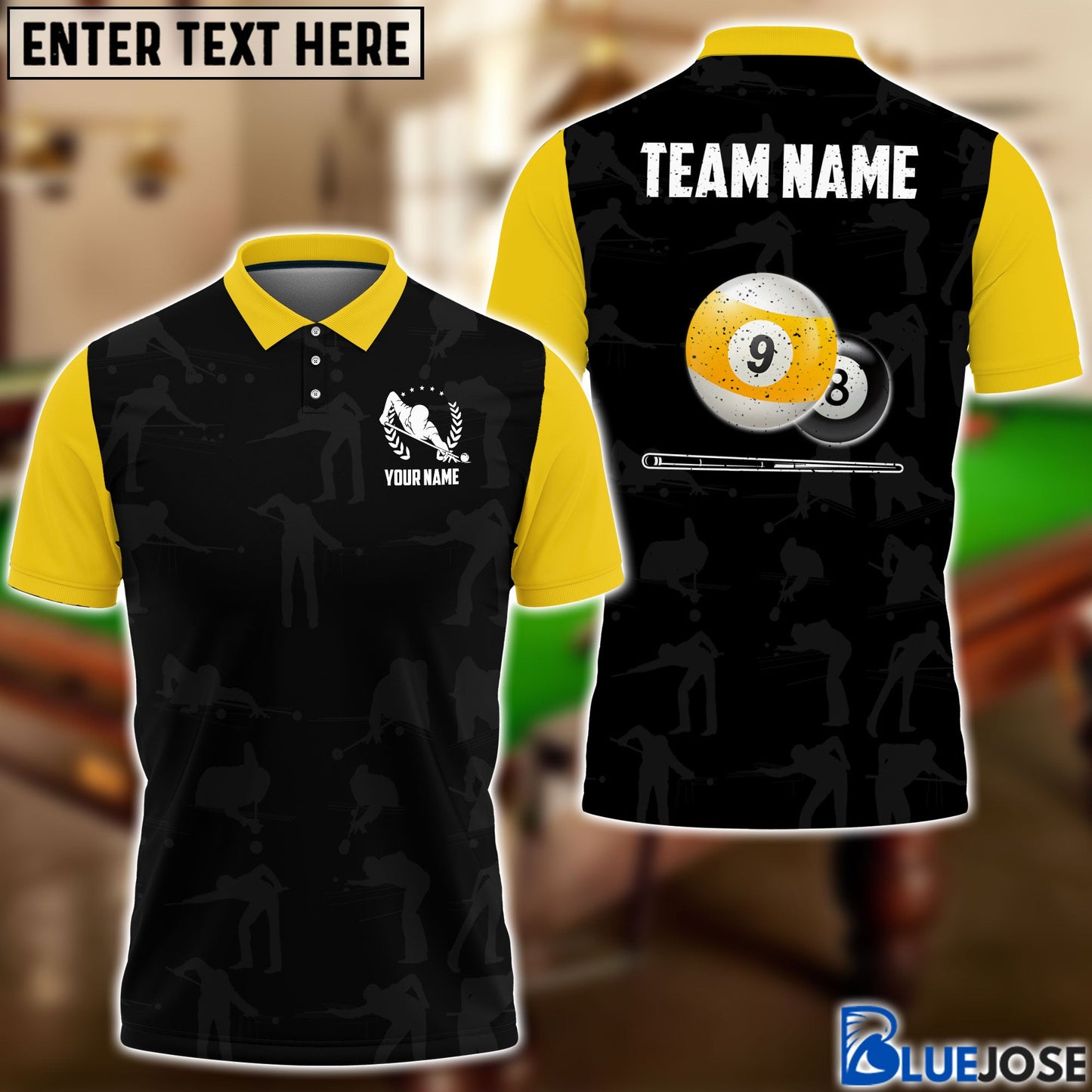 Frenzidea Billiards Player Personalized Name, Team Name Polo Shirt