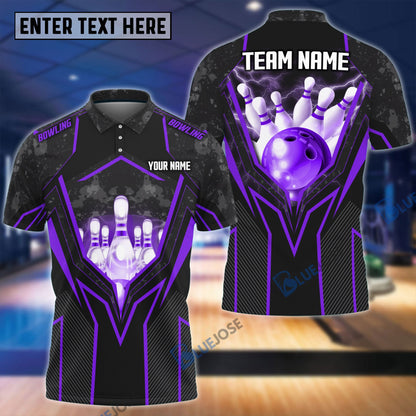 Frenzidea Super Thunder Bowling And Pins Break Multicolor Customized Name 3D Shirt