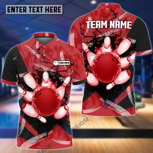 Frenzidea Bowling Broken Pins Colorful Multicolor Customized Name 3D Shirt