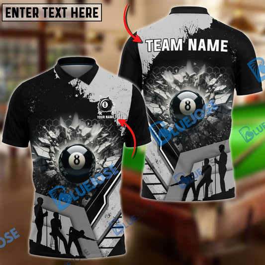 frenzidea Billiards Ball 8 Wall Slam Personalized Name, Team Name Unisex Shirt ( 4 Colors )