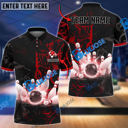 Frenzidea Bowling And Pins Shinning Strike Customized Name 3D Shirt (4 Colors)
