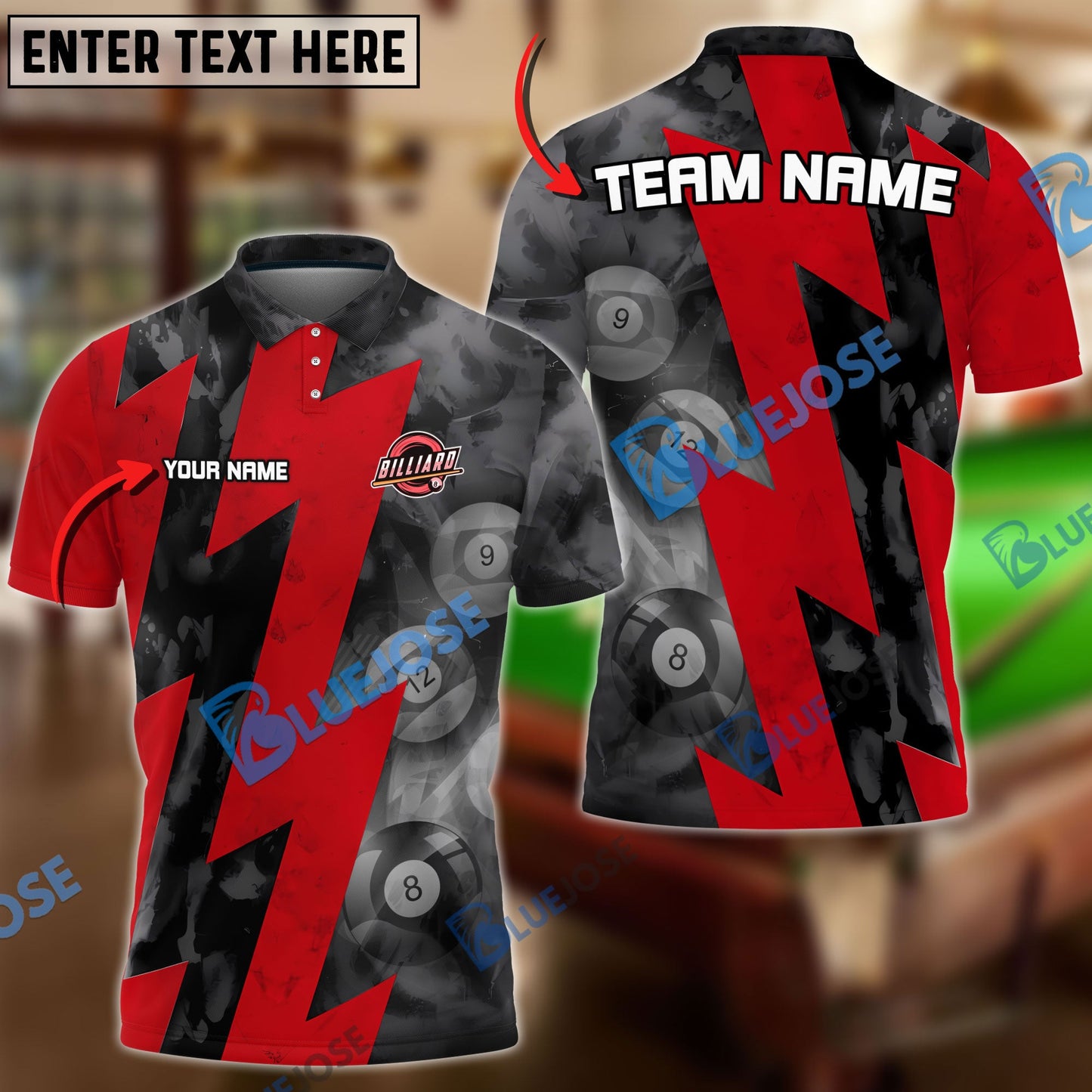 Frenzidea Billiards Ghost Thunder Personalized Name, Team Name Unisex Shirt ( 4 Colors )
