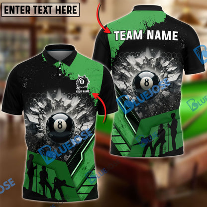 frenzidea Billiards Ball 8 Wall Slam Personalized Name, Team Name Unisex Shirt ( 4 Colors )