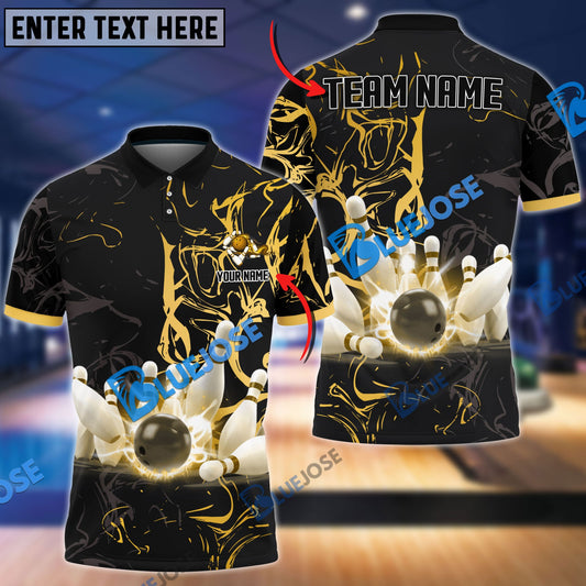 Frenzidea Bowling And Pins Shinning Strike Customized Name 3D Shirt (4 Colors)