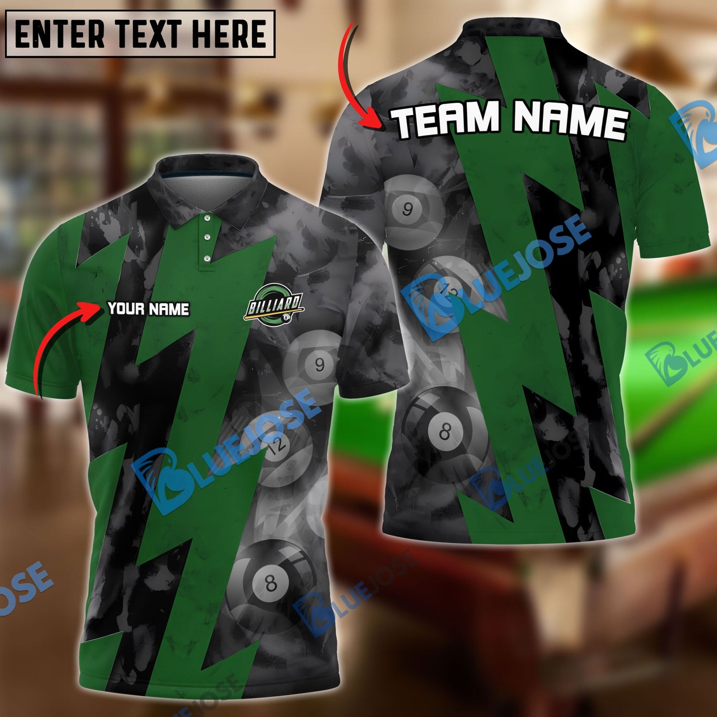 Frenzidea Billiards Ghost Thunder Personalized Name, Team Name Unisex Shirt ( 4 Colors )