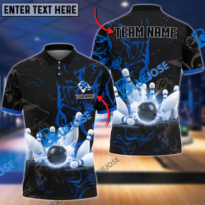 Frenzidea Bowling And Pins Shinning Strike Customized Name 3D Shirt (4 Colors)