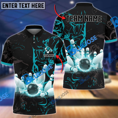 Frenzidea Bowling And Pins Shinning Strike Customized Name 3D Shirt (4 Colors)