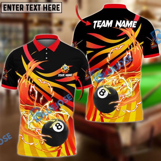 Frenzidea Billiards Ball 8 Thunder Flame Strike Personalized Name, Team Name Unisex Shirt ( 4 Colors )