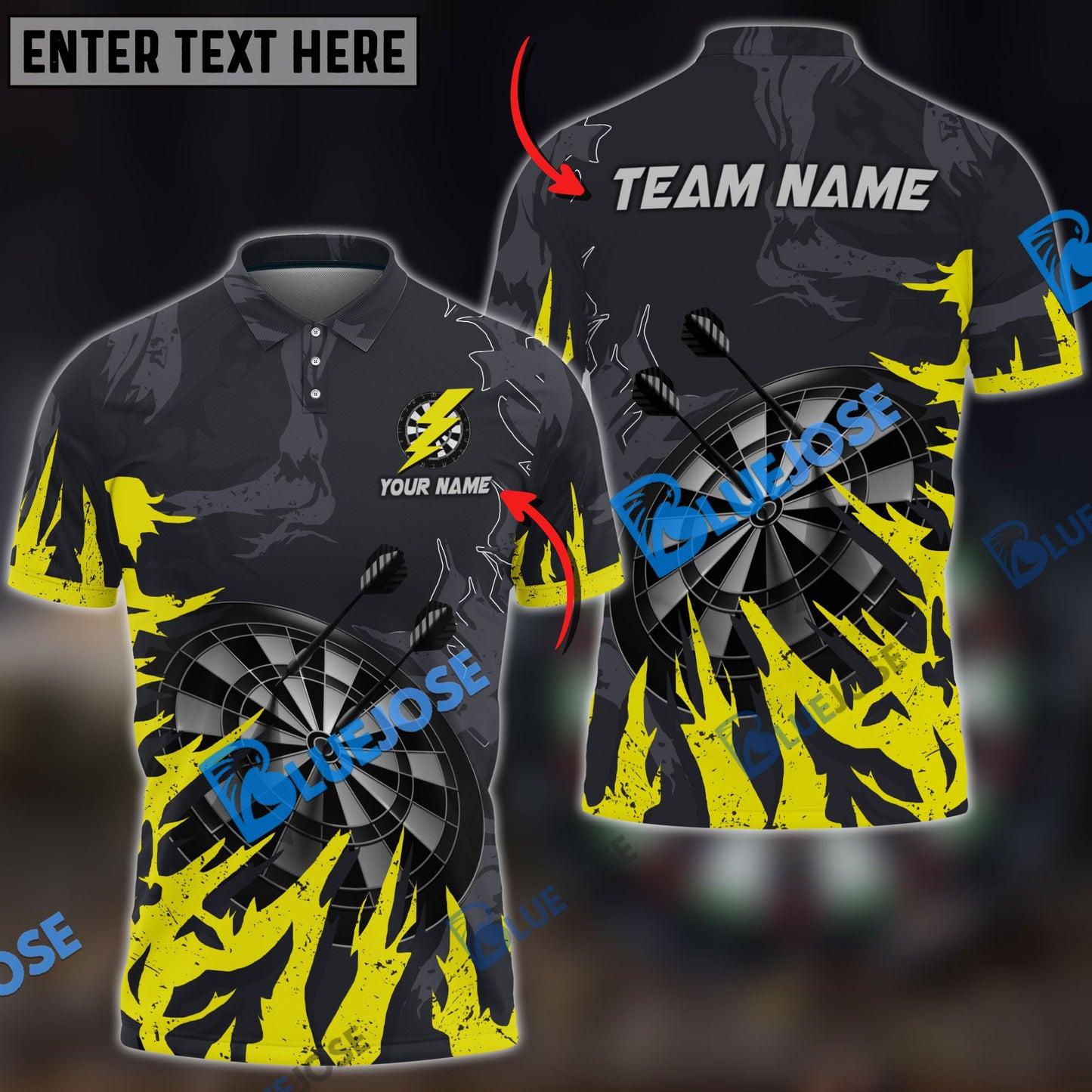 frenzidea Darts Board Lightning Graffiti Personalized Name, Team Name 3D Shirt (6 Colors)