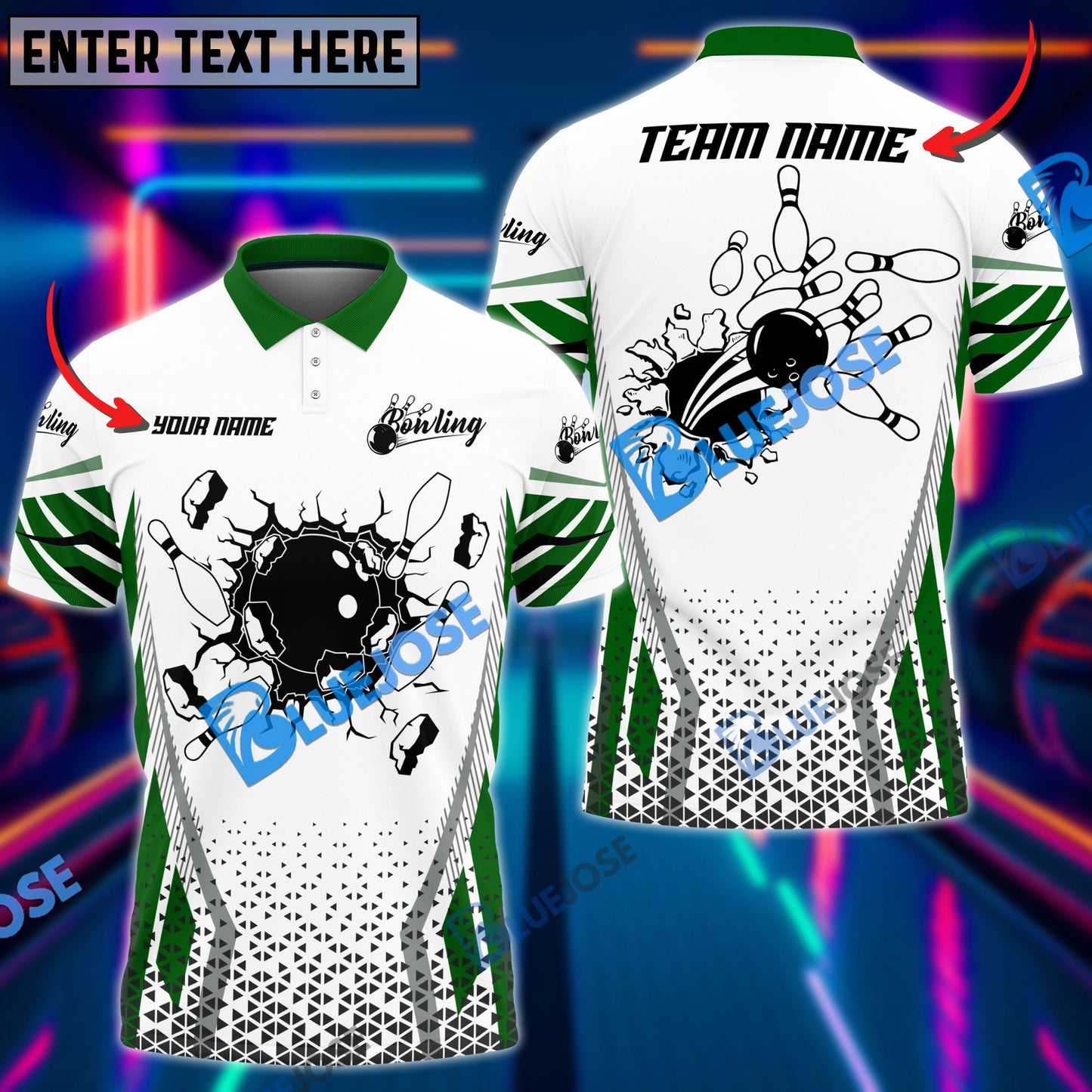 Frenzideas Bowling And Pins Colourful Customized Name 3D Shirt ( 6 Colors)