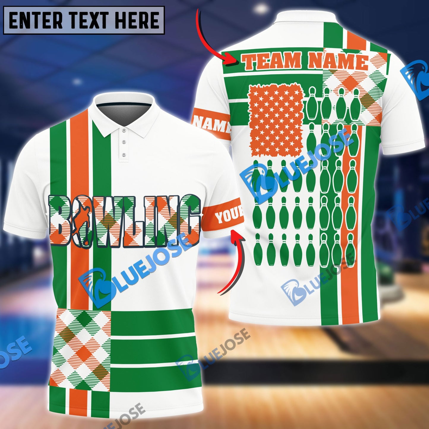 Frenzidea Bowling And Pins Retro Caro Pattern Customized Name 3D Shirt (4 Colors)