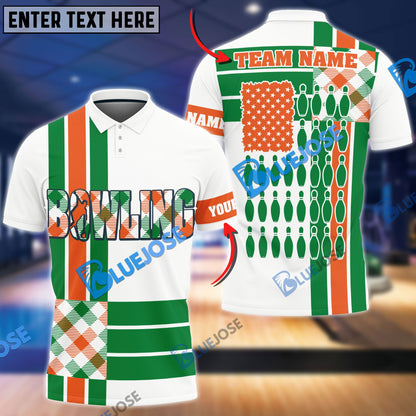 Frenzidea Bowling And Pins Retro Caro Pattern Customized Name 3D Shirt (4 Colors)