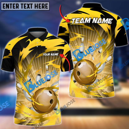 Frenzideas Bowling And Pins Tornado Throw Customized Name 3D Shirt ( 5 Colors)