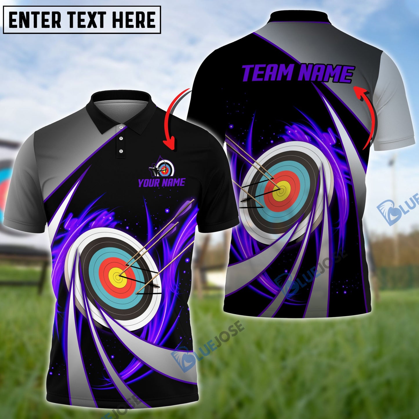 Frenzideas Flame Archery Tornado Pattern Customized Name 3D Shirt (4 Colors)