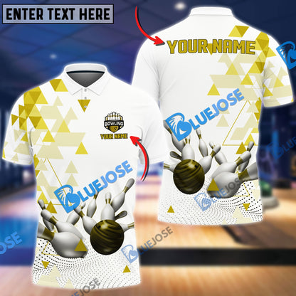 Frenzidea Bowling And Pins Rising Level Up Strike Pattern Customized Name 3D Shirt (4 Colors)