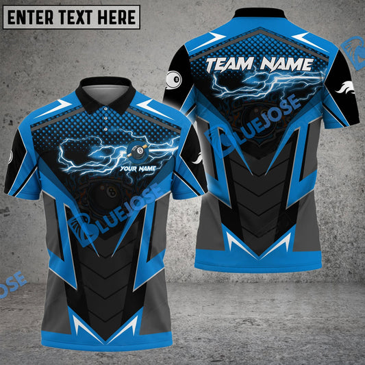 Frenzidea Billiards Ball 8 Lightning Flame Sport Personalized Name, Team Name Unisex Shirt ( 4 Colors )