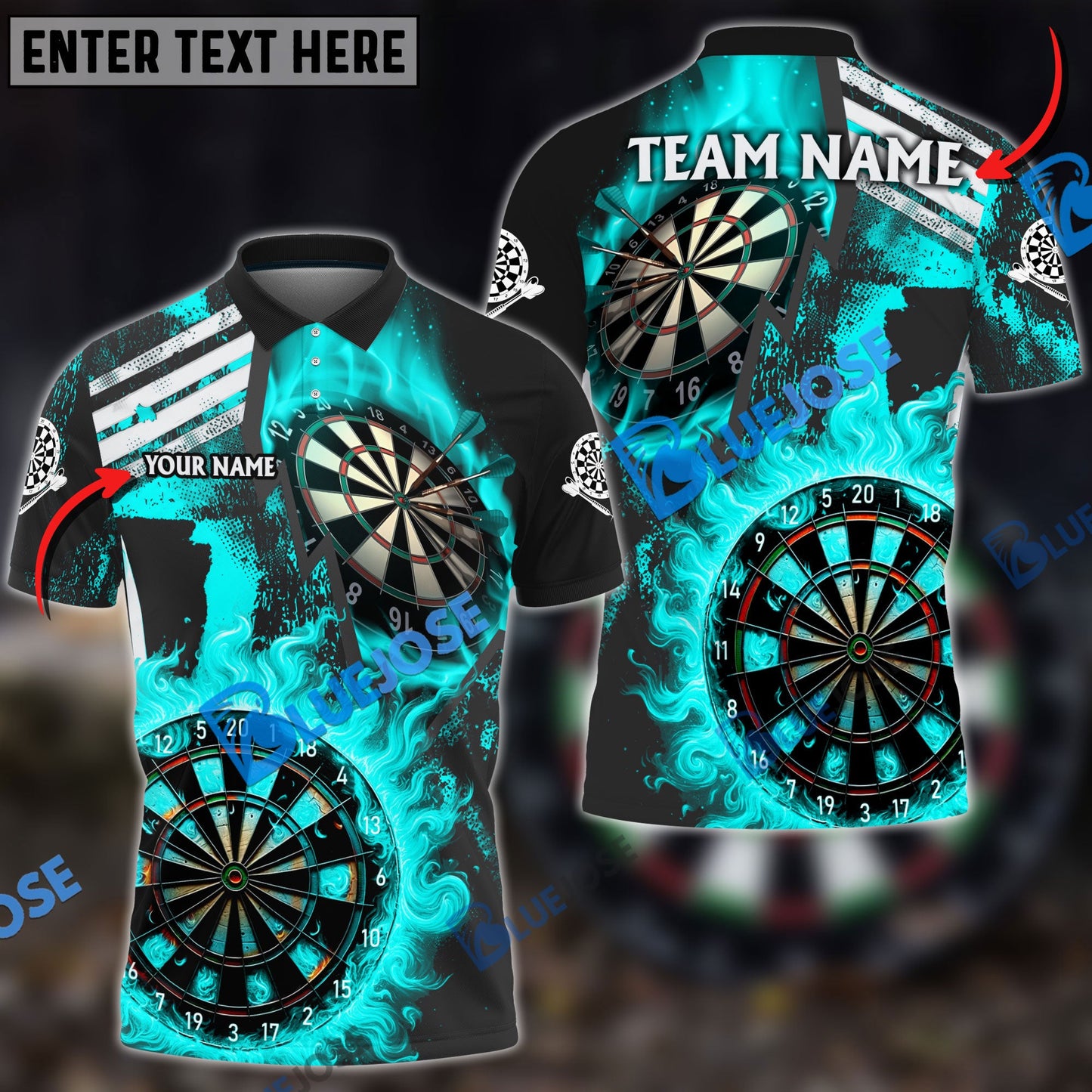 Frenzidea Darts Wall Of Flame War Personalized Name, Team Name 3D Shirt ( 5 Colors)