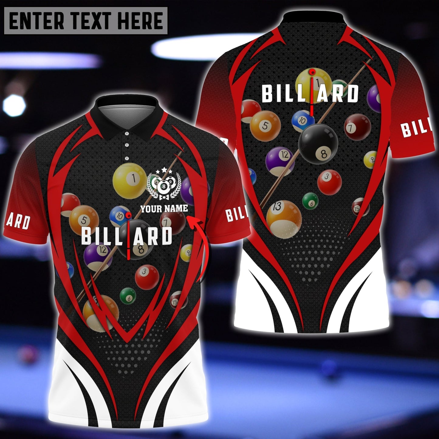 Frenzidea Billiards Balls Red And White Style Personalized Unisex Shirt