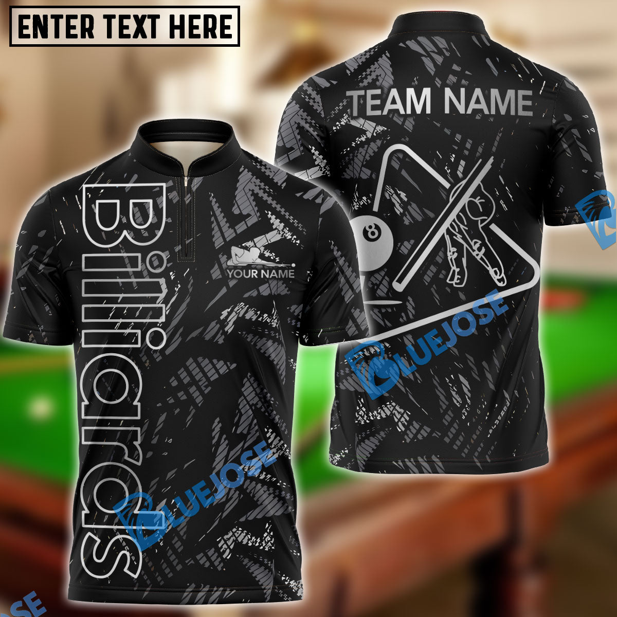 Frenzidea Billiards Ball 8 New Metalic Style Personalized Name, Team Name Unisex Shirt ( 6 Colors )