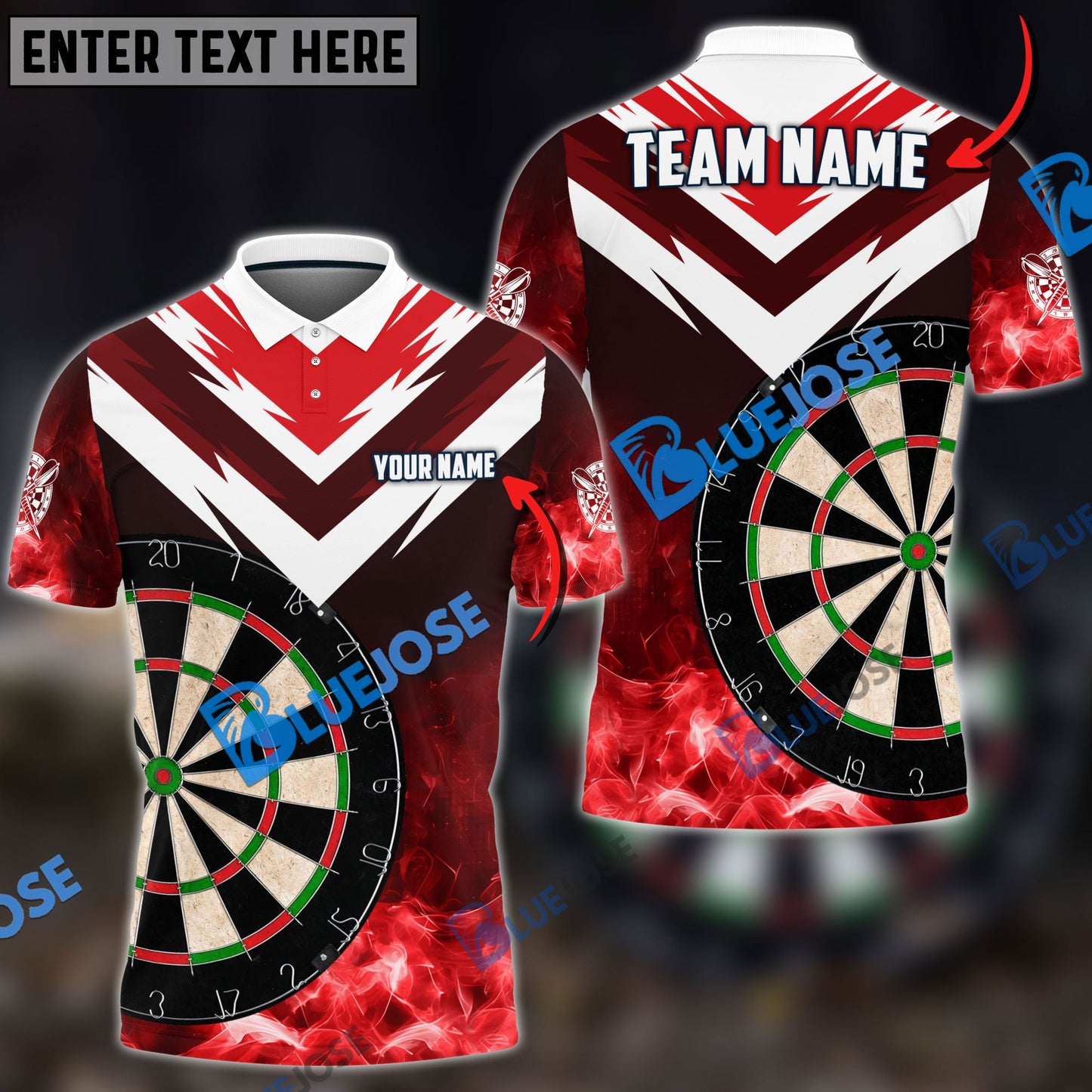 frenzidea Darts Fire Thunder Arrow Pattern Personalized Name, Team Name 3D Shirt (6 Colors)