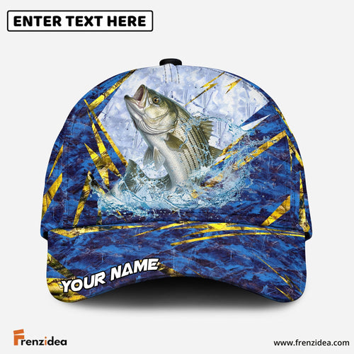 (12 Breeds) Frenzidea Blue Ice Marble Fishing Customized Name 3D Cap