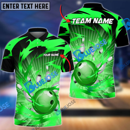 Frenzideas Bowling And Pins Tornado Throw Customized Name 3D Shirt ( 5 Colors)