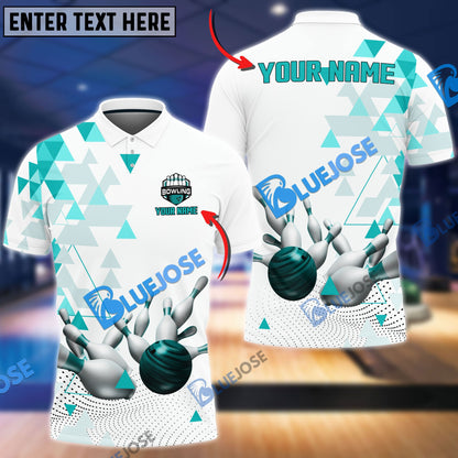Frenzidea Bowling And Pins Rising Level Up Strike Pattern Customized Name 3D Shirt (4 Colors)