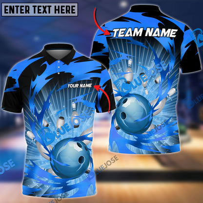 Frenzideas Bowling And Pins Tornado Throw Customized Name 3D Shirt ( 5 Colors)