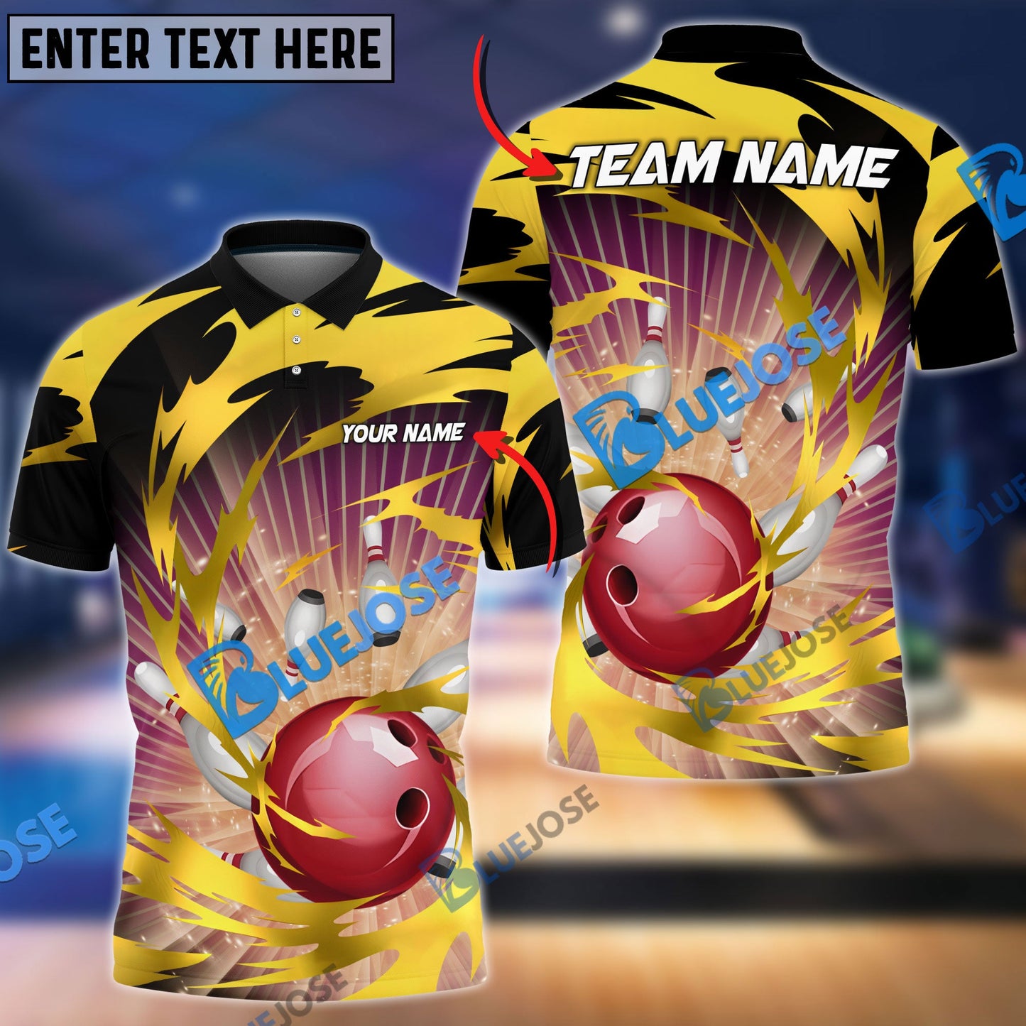 Frenzideas Bowling And Pins Tornado Throw Customized Name 3D Shirt ( 5 Colors)