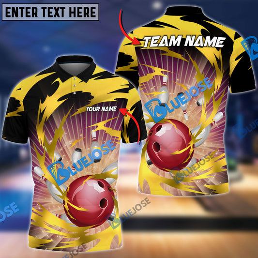Frenzideas Bowling And Pins Tornado Throw Customized Name 3D Shirt ( 5 Colors)