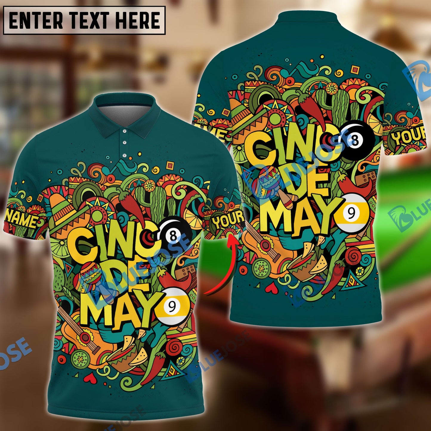 Frenzidea Billiards Ball 8 And Ball 9 Cinco De Mayo Personalized Name Shirt