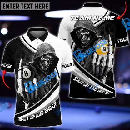 frenzidea Billiards Ball 8 And 9 Hooded Skull Personalized Name, Team Name Unisex Shirt ( 4 Colors )