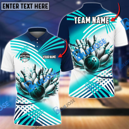 frenzidea Bowling And Pins Splash Art Customized Name 3D Shirt (4 Colors)