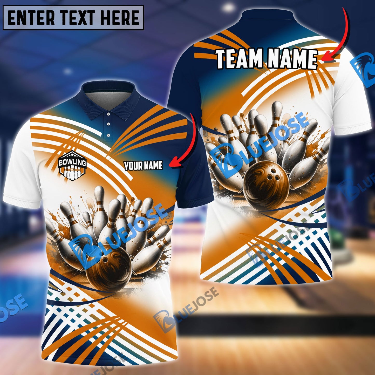 frenzidea Bowling And Pins Splash Art Customized Name 3D Shirt (4 Colors)
