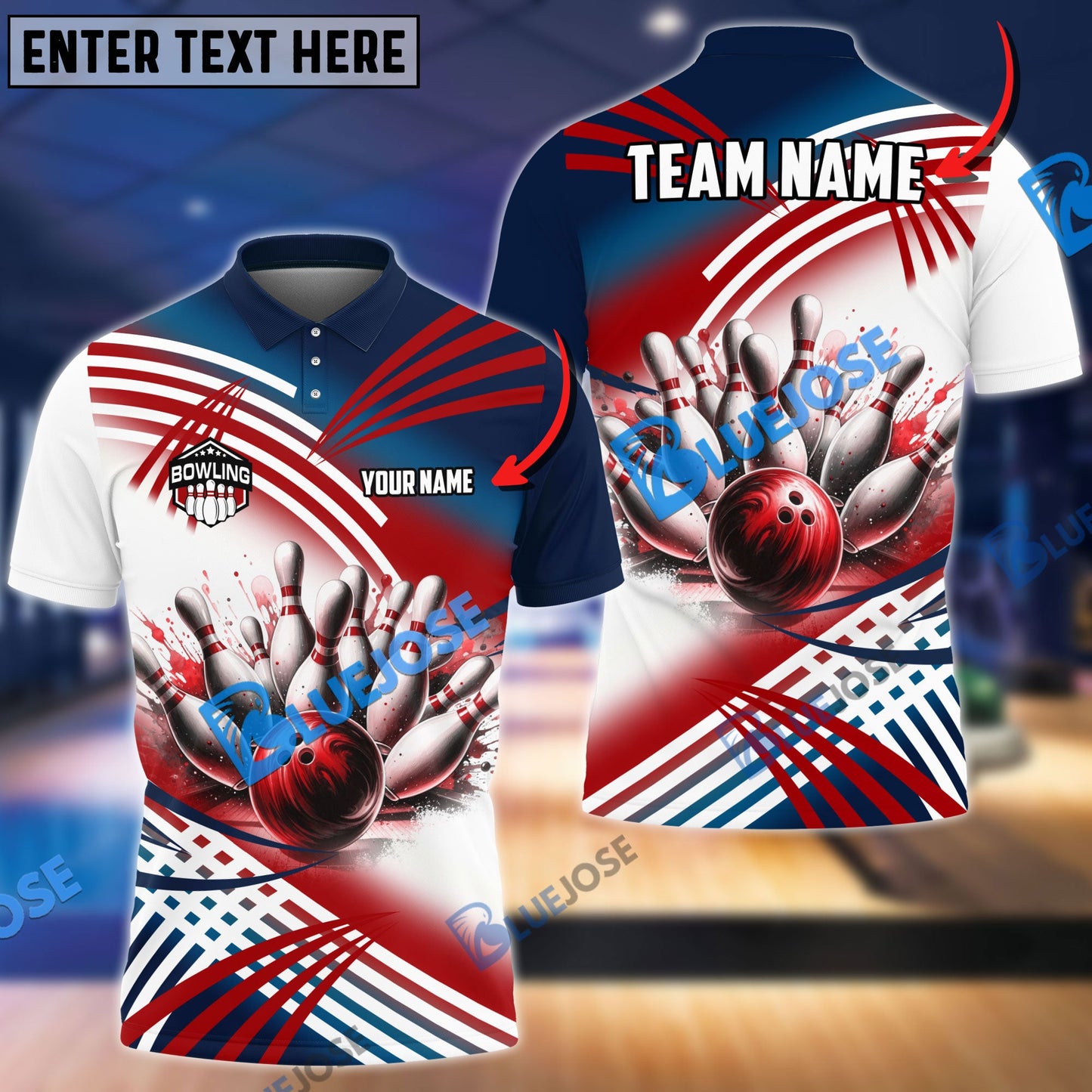 frenzidea Bowling And Pins Splash Art Customized Name 3D Shirt (4 Colors)